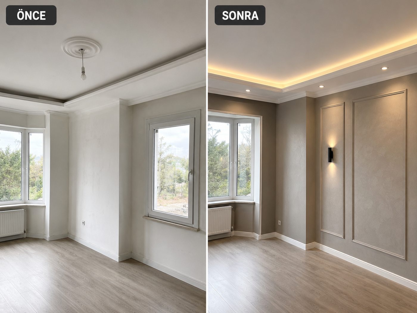 Göksu iç cephe boya öncesi ve sonrası